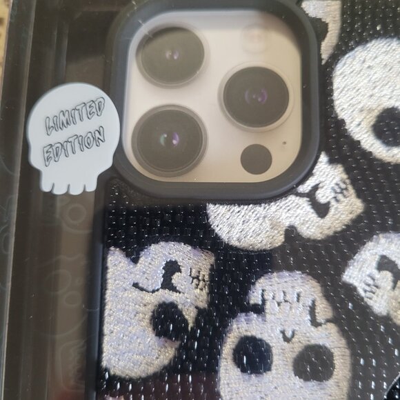 Pink Sky iPhone 15 Pro Max Limited Edition REAPER SKULL Beaded Phone Case - Picture 3 of 8